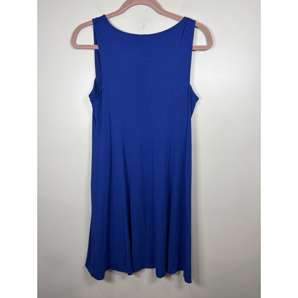 Eileen Fisher V-Neck Jersey Flare Dress Size XS Adriatic Blue Wrinkle Resistant - Picture 7 of 7